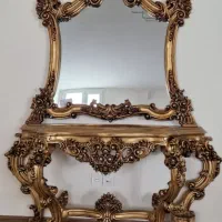 آینهه و کنسول فایبر گلاس سالم طلایی کلکسیونی