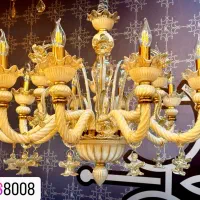 لوستر مدل بلوری کرم رنگ مدل نیلوفر با نصب رایگان