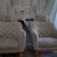 مبل تک نفره کرمی دو عدد|مبلمان خانگی و میز عسلی|تهران, دارآباد|دیوار