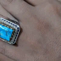 انگشتر فیروزه نیشابور ابر باد الماس تراش