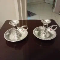 دوعدد جا شمعی آنتیک نقره‌ای|کلکسیون اشیاء عتیقه|تهران, قیطریه|دیوار