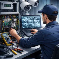 برقکاری. نصاب دوربین برقکار. سیم کش. دوربین دزدگیر