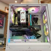 کیس RTX 3060 با ۱۲ گیگ گرافیک  فول RGB تم سفید