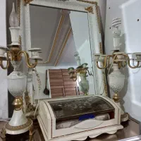 آینه شمعدان آبطلاکاری  آنتیک قدیمی
