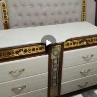 سرویس چوب کامل تخت و دراور|تخت و سرویس خواب|ساوه, |دیوار