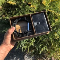 ست کمربند و جاکارتی چرم طبیعی گاوی دست دوز