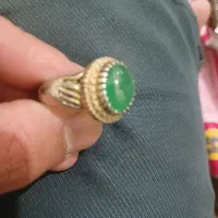 انگشتر نقره عقیق سبز خط دار
