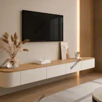 میز تلویزیون مدرن مینیمال دیواری بغل خم هایگلاس