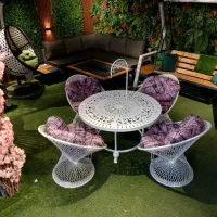 میز و صندلی باغی  /میز اتشکده سفید چدنی