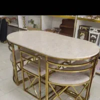 میز وصندلی غذاخوری فلزی ناهارخوری استیل ۶نفره بیضی|میز و صندلی غذاخوری|خمینی‌شهر, |دیوار