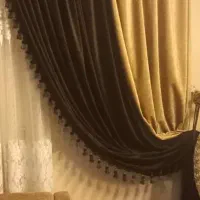 والان پرده مخمل قهوه ای دو تا|پرده، رانر، رومیزی|کرج, چهارصد دستگاه|دیوار