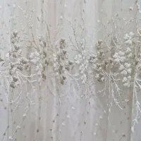 یک جفت پرده (۲ عدد) پرده توری گلدوزی شده|پرده، رانر، رومیزی|پاکدشت, خاتون آباد|دیوار
