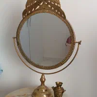 سماور برنجه مینیاتوری و آیینه برنز کرمانشاه