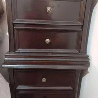 تختخواب کارکرده تمام چوب با پاتختی و چهارپایه|تخت و سرویس خواب|تبریز, |دیوار