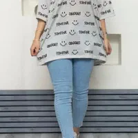 تیشرت لانگ طرح لبخند