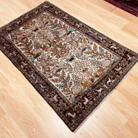 فرش تمام ابریشم دستباف کرم حاشیه سورمه ای|فرش|تهران, سلسبیل جنوبی|دیوار