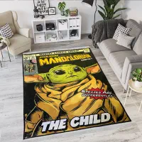 فرش چاپی طرح BABY YODA قابل شستشو و مناسب اتاق