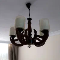 یک جفت لوستر چوبی نو پنج شعله|لوستر و چراغ آویز|تهران, استخر|دیوار