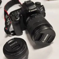 دوربین کنون 80d لنز ۱۸-۱۳۵ و لنز ۵۰ فیکس