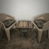 صندلی و میز  خاص ترکیبی از پاپیه ماشه و حصیر بامبو