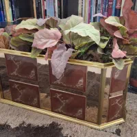 گلدان بزرگ آینه کاری شده + 4 شاخه گل بزرگ