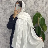 شال سفید مزونی عروس(روسری دل‌آرا)