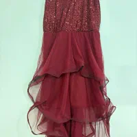 لباس مجلسی حریرپشت دنباله دار سایز۳