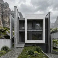 طراحی معماری نما پلان سازه لنداسکیپ ویلا