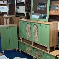 ست جهیزیه عروس کنسول آینه میزتلویزیون جاکفشی حصیری|بوفه، ویترین، کنسول|قم, قلعه کامکار|دیوار