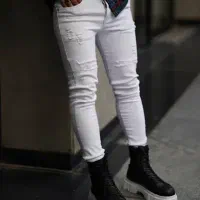شلوار اسکینی سفید مردانه