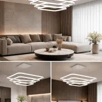 لوستر سقفی مدرن مربعی 4طبقه ای دو طرف نورکد00597