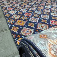 گلیم سرمه ای نگین*شهرموکت|گلیم، جاجیم، گبه|قم, شاه ابراهیم|دیوار