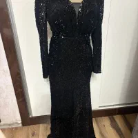 لباس مجلسی مشکی مخمل پولکی