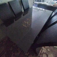 میز ناهار خوری ۶ نفره با صندلی و شیشه پرسی