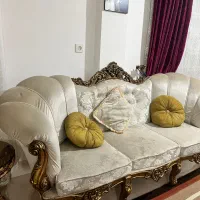 مبل ۱۰نفره کلاسیک سفید طلایی|مبلمان خانگی و میز عسلی|چالوس, |دیوار