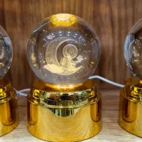 گوی  شیشه ای پایه چوبی هفت رنگ موزیکال ساده