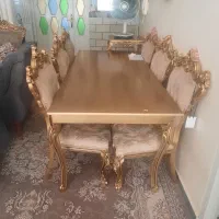 میز ناهارخوری ۸ نفره طلایی رنگ