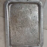 سینی بی نظیر عتیقه و برای عهد قاجار با روکش نقره|کلکسیون اشیاء عتیقه|تهران, حافظیه|دیوار