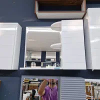 آینه باکس۶۰×۶۰ بامبو دستگیره بلوط،روشویی کابینتی|لوازم سرویس بهداشتی|بومهن, |دیوار