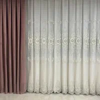 پرده حریر گل برجسته