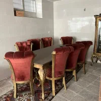 مبلهای زیبای چوب گردو بادوتامیزعسلی بزرگ ومیز|مبلمان خانگی و میز عسلی|خمینیشهر, |دیوار