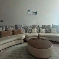 ست کامل مبلمان ۴ تکه مبل ال کرم+جلومبلی و