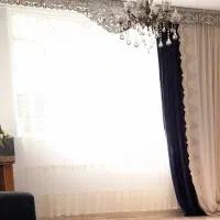 پرده حریر طرح دار وپرده توری