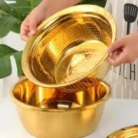آبکش و لگن استیل طلایی