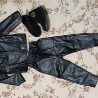 کت و شلوار چرم دخترانه مناسب ۲یا۳ سال|کفش و لباس بچه|خرمدره, |دیوار