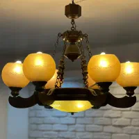 لوستر شش شاخه چوبی