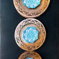 سری بشقاب و رومیزی میناکار شده از جنس مس