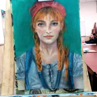 فروش تابلو چهره پاستل گچی ۳۵ * ۴۵ با قاب سفید|تابلو، نقاشی، عکس|تهران, سازمان آب|دیوار