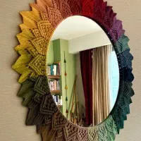 آینه مکرومه پر ابعاد و رنگ و طرح های مختلف