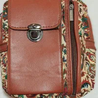 کیف پارچه با چرمی